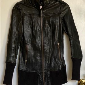 Mackage: genuine lamb leather long bomber jacket, xs /s